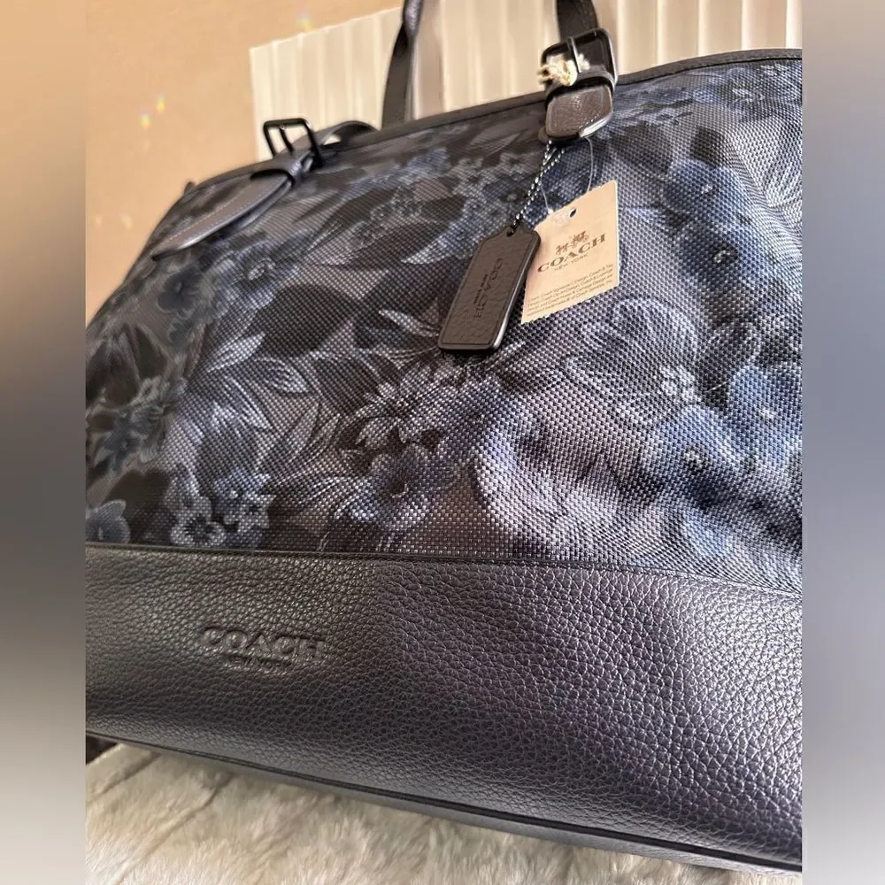 Coach Mercer Tote in Blue Floral Hawaiian Print Canvas & Leather - Picture 7 of 15